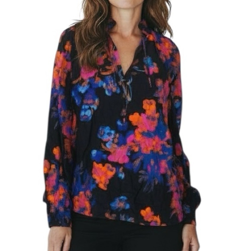 NWT MAEVE Long Sleeve Floral Print Button Front Detail Blouse Size Small